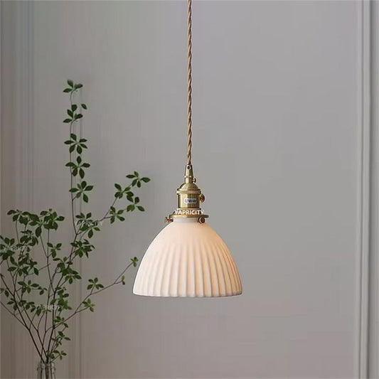 Scandinavian Ceramic Hanging Lamp with Switch E27 Socket North Minimalist Brass Led Pendant Lights