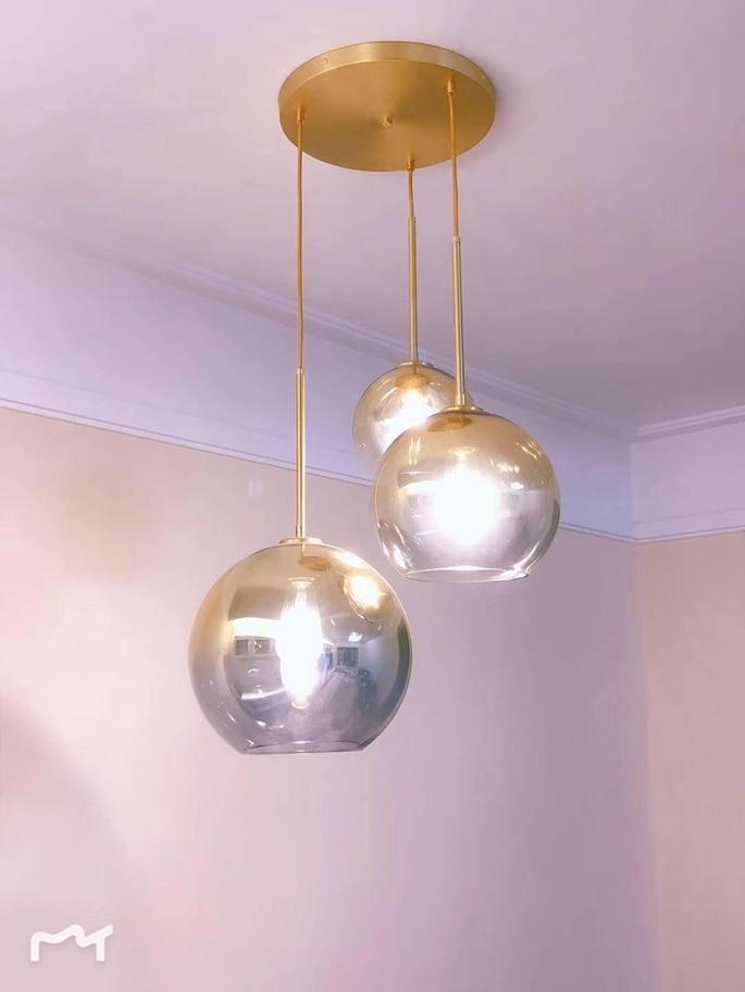 Customized 1 Set Of 8 Pieces Gold Glass Ball Hanging Lamp