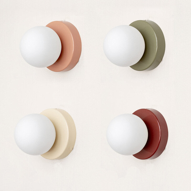 Creative Macaron LED Wall Lamp  Mini Glass Sconce for Balcony Lamp Bedroom Corridor Porch Decor Lighting