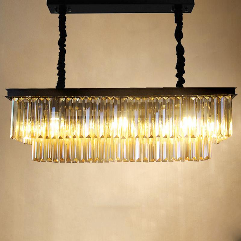 Modern Rectangular Lustre Crystal Chandelier Lighting Crystal Chandeliers Luminaria De Techo Hanglamp Lighting Fixtures