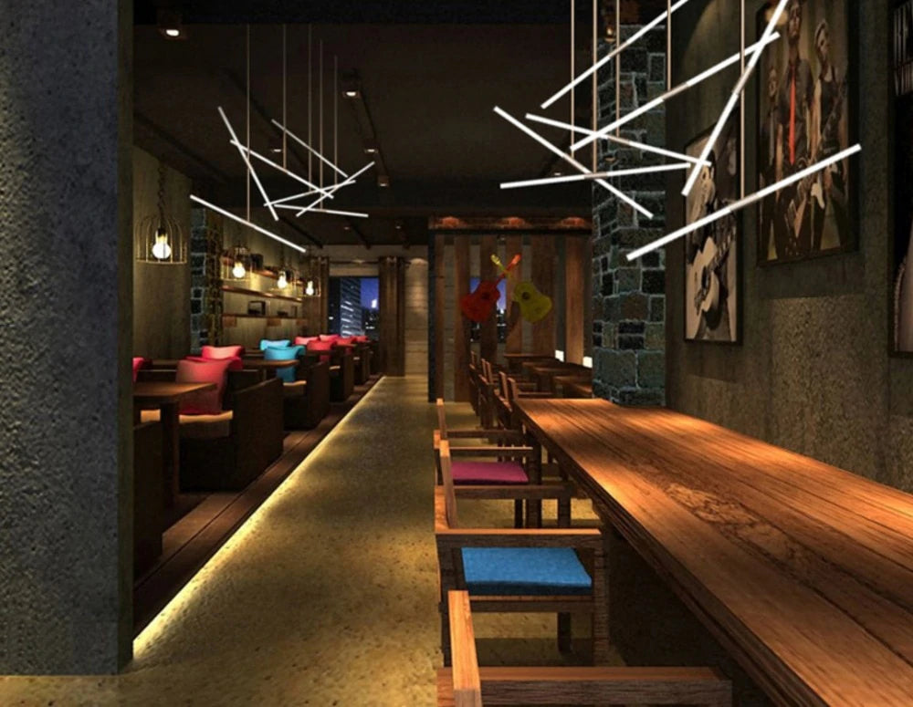 Post Modern Long Tube Branch LED Pendant Light Loft Hanging Lamp Office Bar Track Lamp Restaurant Showroom Shop Hanglamp Light