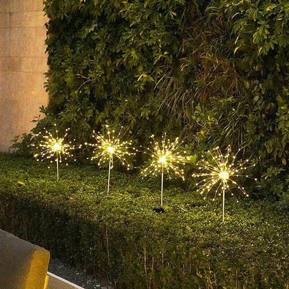 1pcs Outdoor LED Solar Fireworks Lights 90/150 LEDs Waterproof Flash String Light For Garden Patio Christmas Holiday Decoration