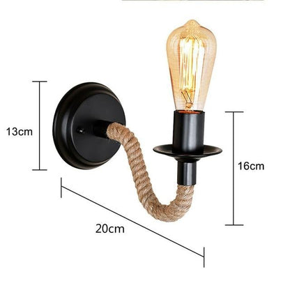 American Country Hemp Rope Wall Lamp Retro Light Wall Sconce Beside Living Loft Lighting Stairs Vanity Light Indoor Wall Lamps