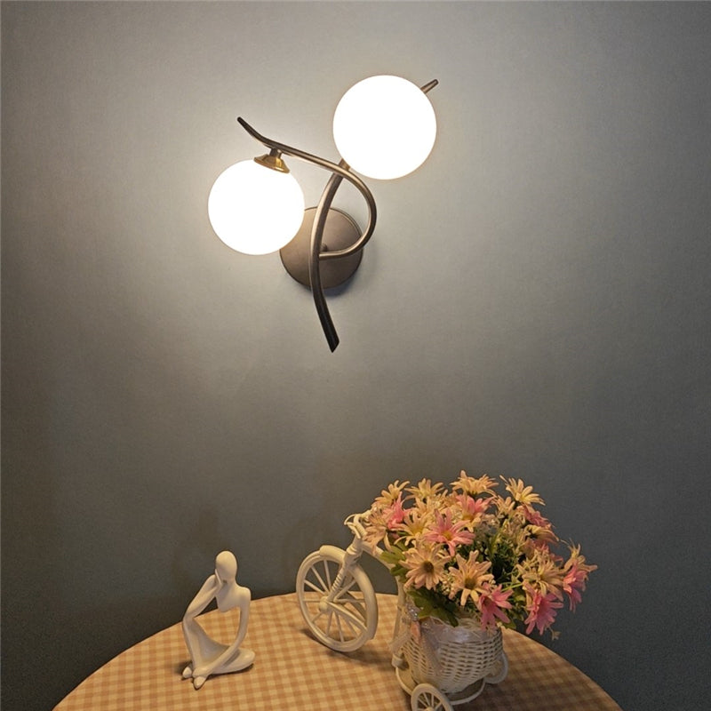 Nordic Modern Iron Wall Lamps LED Bedroom Bed Lamp Learning Corridor Room Indoor Wall Lights Glass Ball Decor Light Fixtures E27