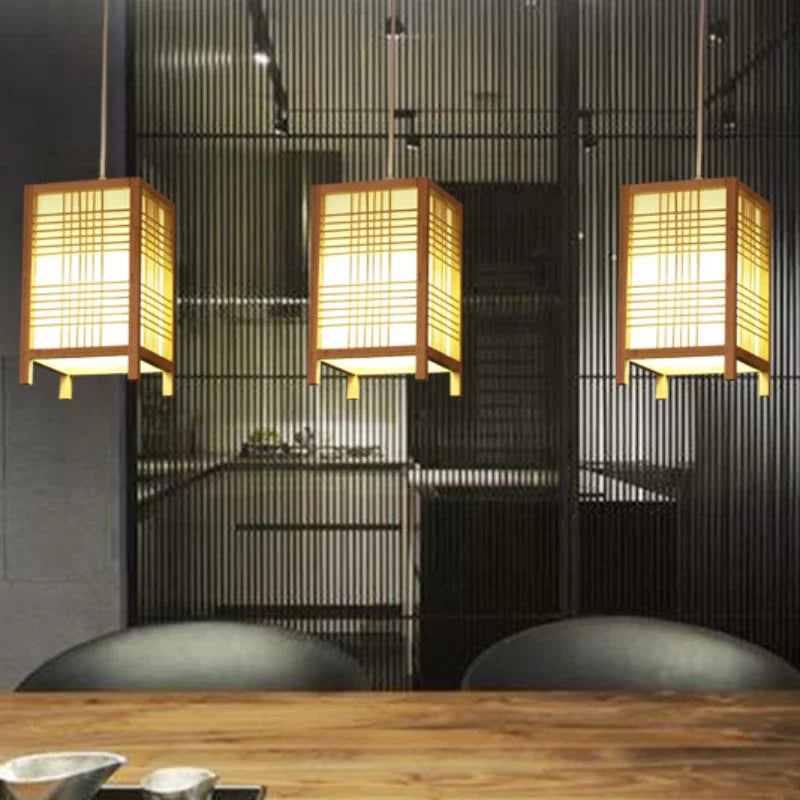 Retro Bamboo pendant lights Creative B&B Guest Room Corridor Bamboo Square Chandeliers Restaurant Chinese Decorative Chandelier