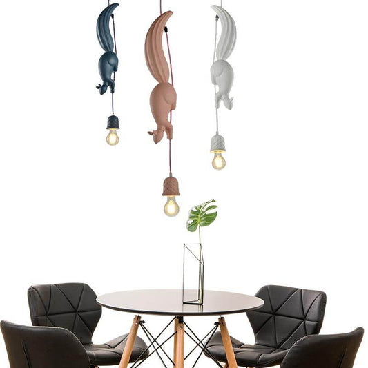 LED Hanglamp Squirrel Shape Nordic Creative Hanging Pendant Light Lamp For Dining Room Living Room Kids Room Pink Blue White E27