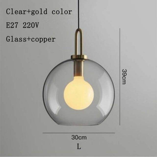 Nordic Modern Simple Glass Ball LED E27 Pendant Lights Interior Lighting Lamps Restaurant Bedroom Stair Decoration Hanging Light