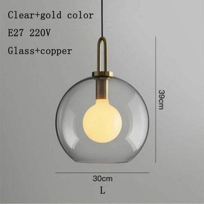 Nordic Modern Simple Glass Ball LED E27 Pendant Lights Interior Lighting Lamps Restaurant Bedroom Stair Decoration Hanging Light