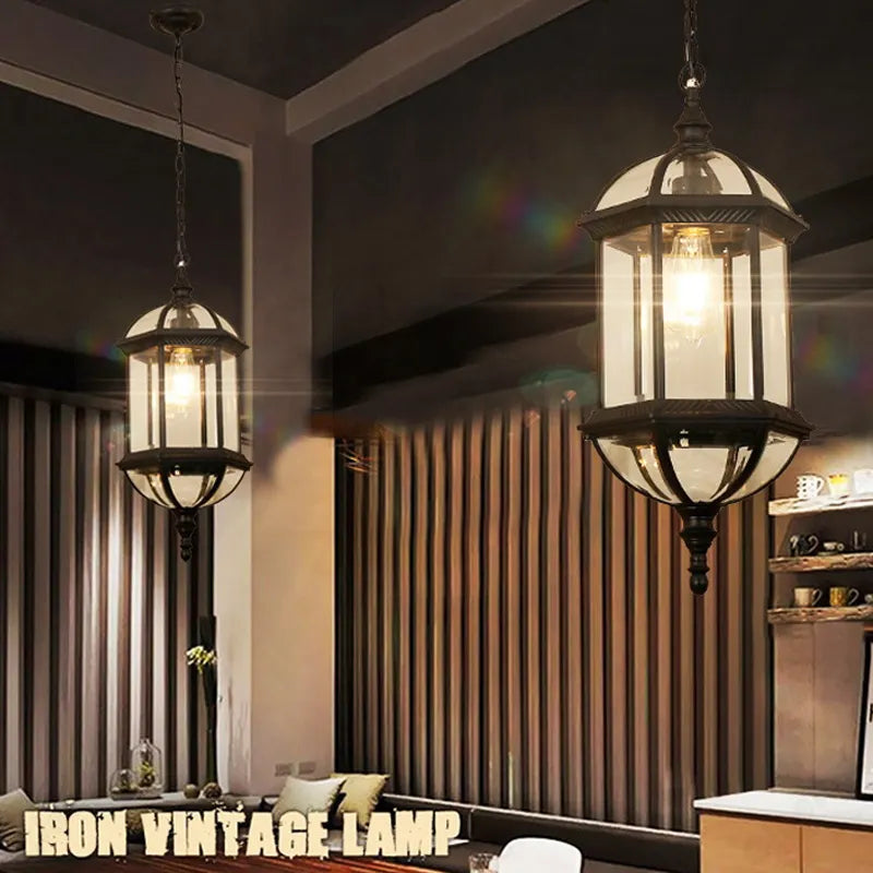 Retro Outdoor Waterproof Pendant Light Corridor Restaurant Chandelier Lighting Hotel Balcony Attic Restaurant Lighting Fixtures