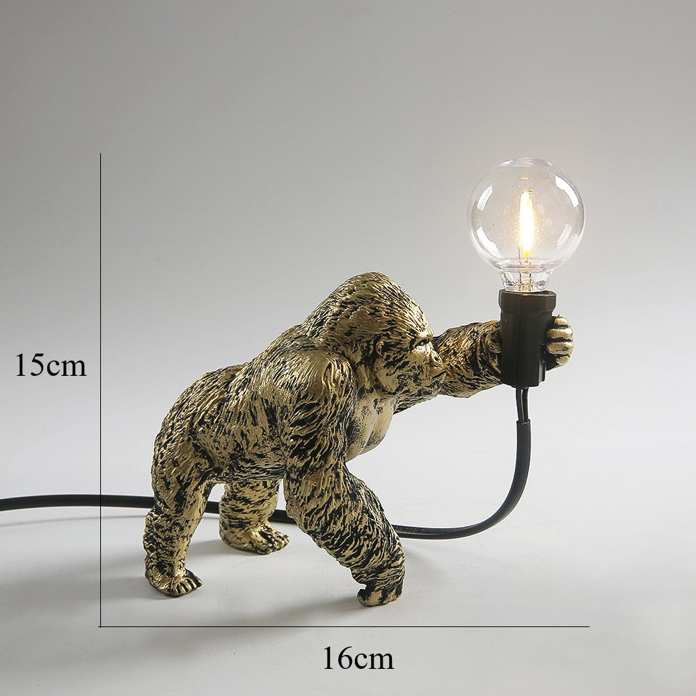 King Kong Gorilla Animal Table Lamp Indoor Resin Decoration Small Night Lamp Creative Crafts Gorilla Table Decor Lamp