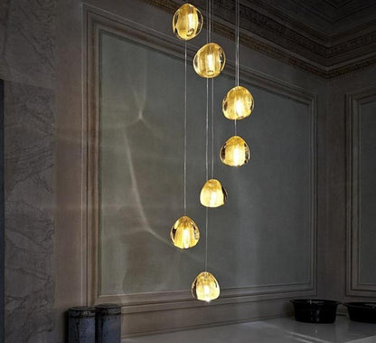 Glass LED Pendant Stair Lights Living Room Cafe Bedroom Lighting Lampara Colgante Cocina Fixtures Nordic Loft Hanging Lamp