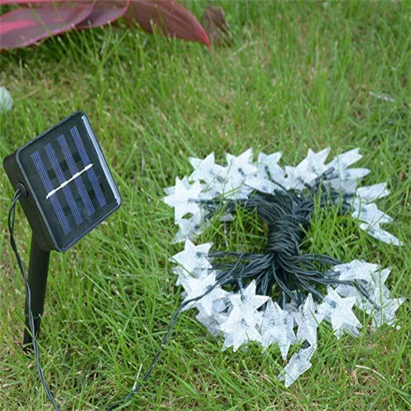 LED Solar Star String Lights Outdoor Waterproof Solar Powered Fairy Lights for Patio Garden Yard Porch Christmas Wedding Decor