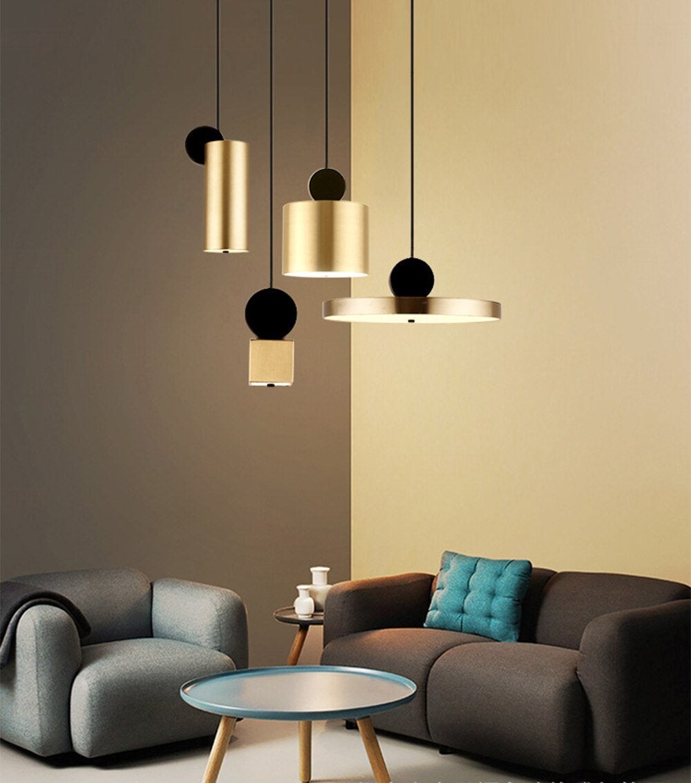 Gold pendant Lights Hanging Lamp brass pleated Lighting Restaurant Bar Hall Light Creative Japanese Brass Bedside Simple