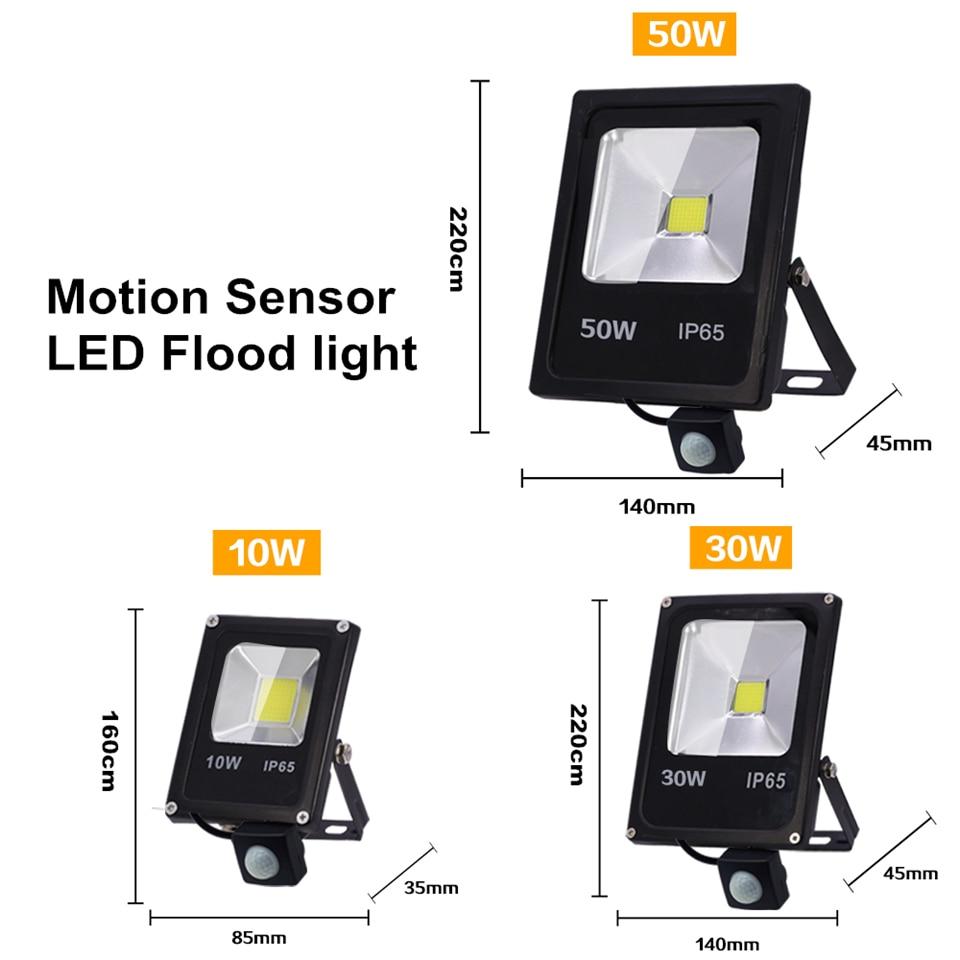 Motion Sensor LED FloodLight 50W 30W 10W Outdoor Lighting Waterproof IP65 Reflector Led Flood Light Spotlight Exterieur