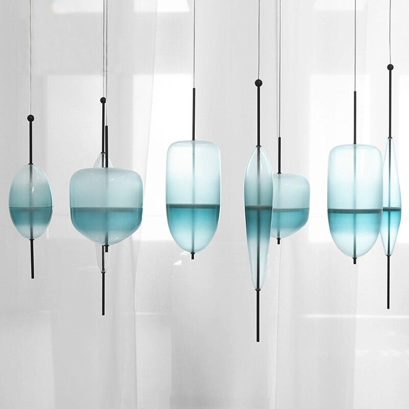 Nordic Art Venice Flow Lake Gradual Glass Chandelier Blue Chromatography Italian Design Lustre Avize Modern Salon