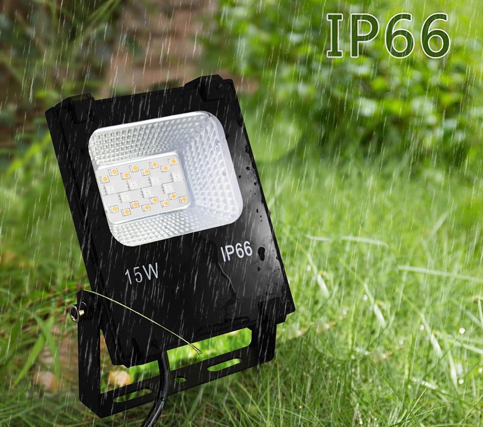 Smart Floodlight LED Outdoor Light RGB 15W Bluetooth4.0 360 APP Group Control IP66 Garden Waterproof Color Changing Spotlight