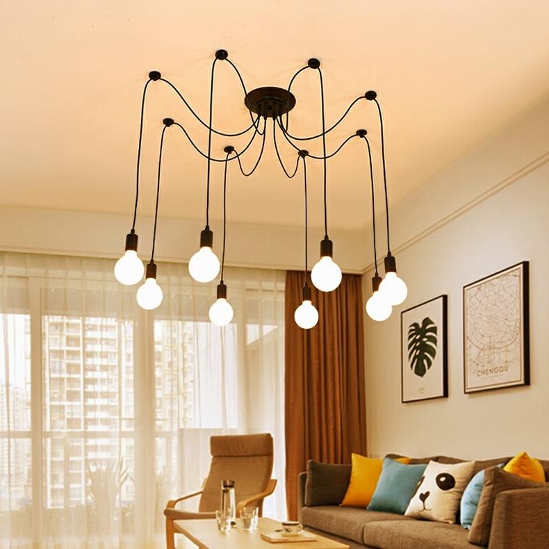 Chandelier DIY Art Spider Ceiling Lamp Fixture Light Hanging Mordern Nordic Retro Edison Bulb Light Vintage Loft Antique hanging