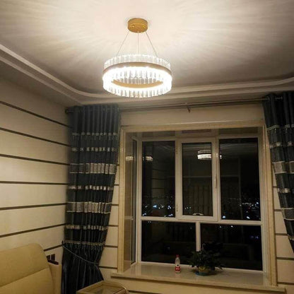 New Designer Round Modern Crystal Pendant Lights Luxury Dinning Room Hanglamp Duplex Building Hall Light Fixtures Hanging Lamp