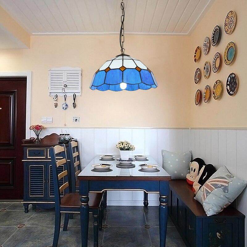 Pastoral Loft Modern Blue Glass Pendant Light LED E27 Art Deco Vintage Hanging Lamp For Living Room Bedroom Kitchen Restaurant
