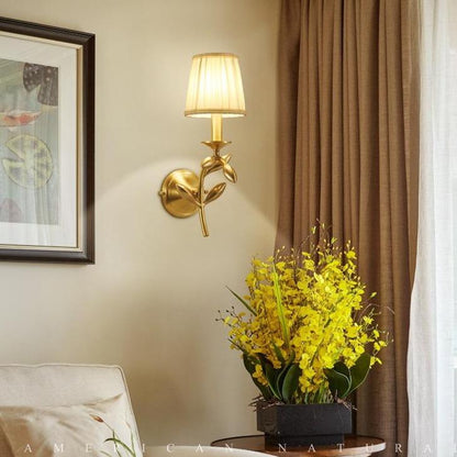Simple European Style Flower Copper Wall Lamp