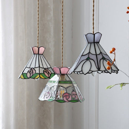 Color Tiffany Glass Pendant Light Industrial Loft Hanging Lamp Ceiling Chandelier Lighting Living Room Dining Kitchen Restaurant