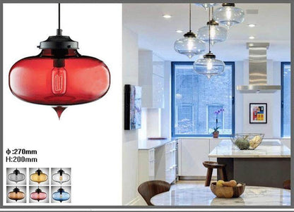 Modern Loft E27 Glass Bowl Pendant Lights Colorful Simple Hanging Lamps For Kitchen Living Room Bedroom Restaurant Hotel Room