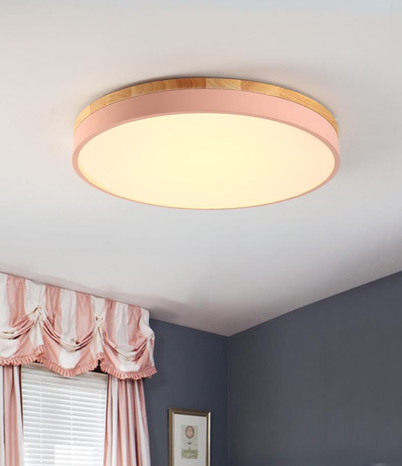 LED Ceiling Lights Round Wooden Base Modern Lamp Ironware and Acrylic Kitchen Bed Room Foyer Study LED Light Fixture