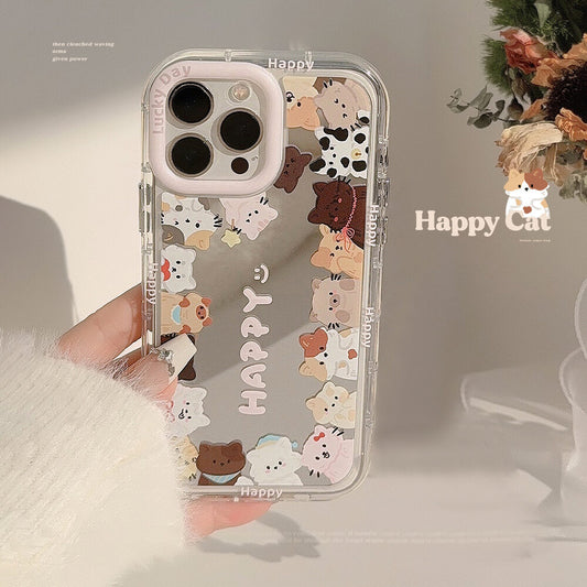 Cartoon Cat Mirror Relif Cute Bracelet Ins Jane Phone Case for Iphone17 16 15 Pro Max 11 12 13 14 Promax Plus Xsmax X Xr Cover