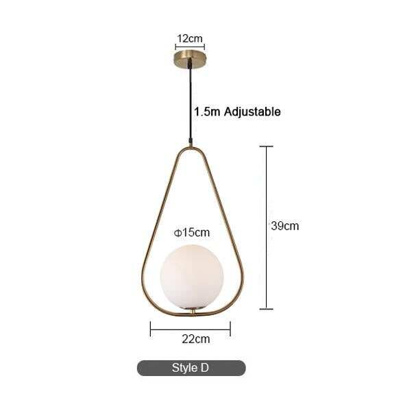 Modern LED Round Glass Ball Pendant Lights Iron E14 Pendant Lamps Hanging Light Fixture for Living Room Bedroom Dining Room