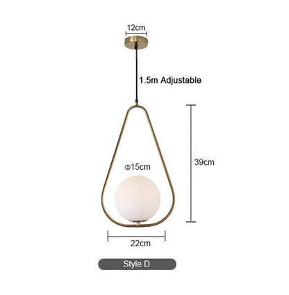 Modern LED Round Glass Ball Pendant Lights Iron E14 Pendant Lamps Hanging Light Fixture for Living Room Bedroom Dining Room