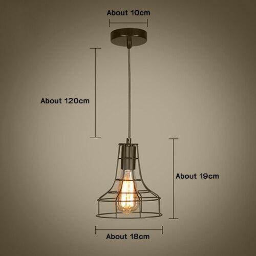 Modern Pendant Light Black Iron Hanging Cage Vintage E27Led Lamp Bulb Industrial Loft Retro Dining Room Restaurant Bar Counte