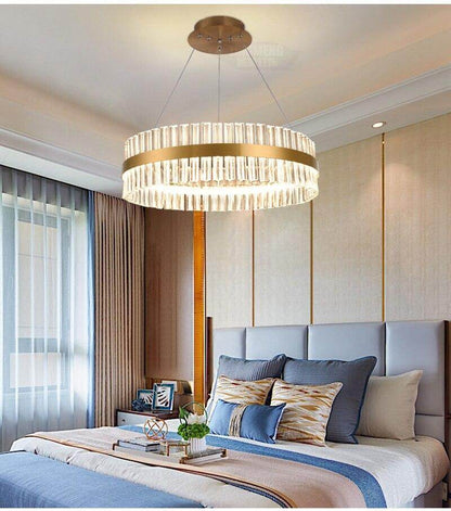 New Designer Round Modern Crystal Pendant Lights Luxury Dinning Room Hanglamp Duplex Building Hall Light Fixtures Hanging Lamp