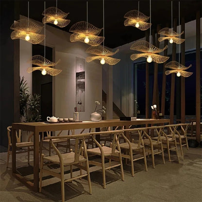 Modern Bamboo Pendant Lights Asian Style Handmade Hanglamp Lighting Kitchen Island Pendant Lamp Restaurant Chandeliers Luminaire