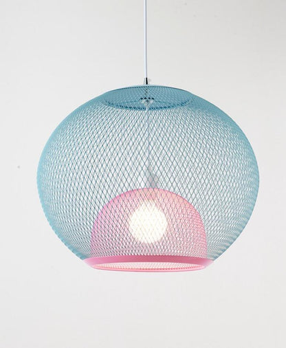Nordic Simple Iron Grid Chandelier Modern Simple Cafe Restaurant Makaron Single Head Double Layer Birdcage Lamp