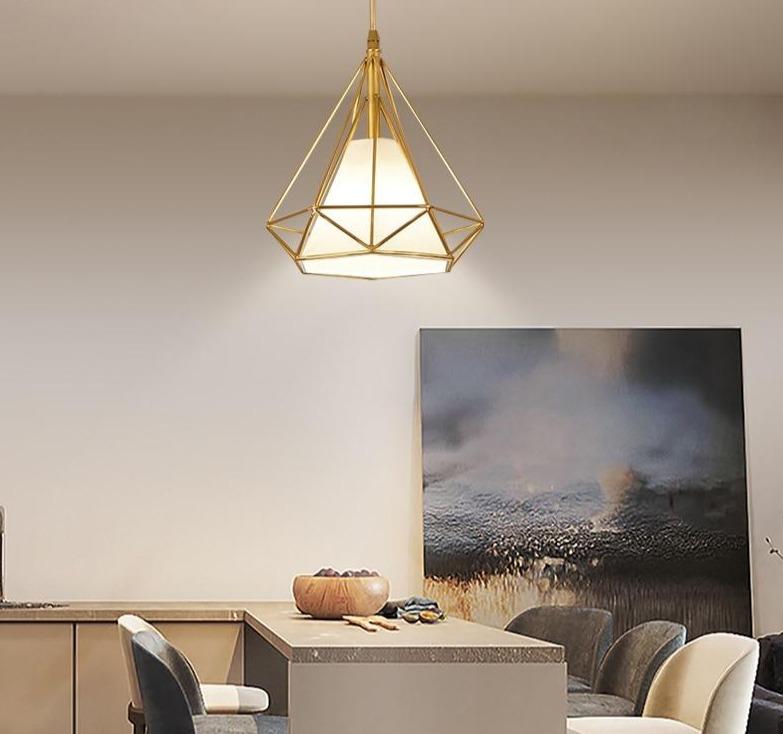 Gold Color Pendant Lights Triangle Shape Nordic Style 1head/3heads  Hanging Lamp Simple Metal Lights Fixtures Deco Abajur