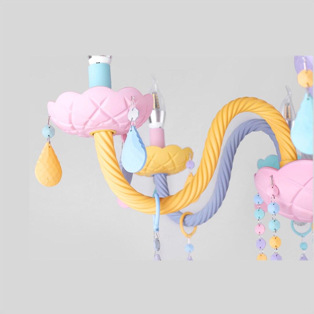 Colorful Crystal Chandelier Macaron Color Droplight Children Bedroom Lamp Creative Fantasy Luminaire Stained Glass Lustre