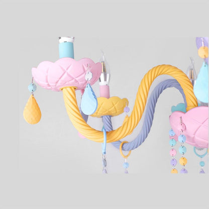 Colorful Crystal Chandelier Macaron Color Droplight Children Bedroom Lamp Creative Fantasy Luminaire Stained Glass Lustre