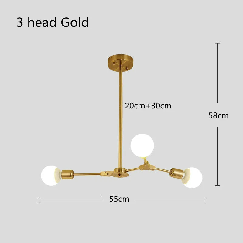 Modern Sputnik Ceiling Chandelier Satellite Hanging Lamp Lustre Light Fixture 3 6 9 Iron Spider Home Living Dining Room Decor
