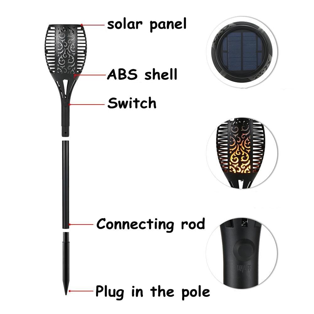 Garden Solar powered LED luz Flame Lamp Waterproof 33LEDs Lawn camps Flame Flickering Torch Light Outdoor Solar LED Fire Lights