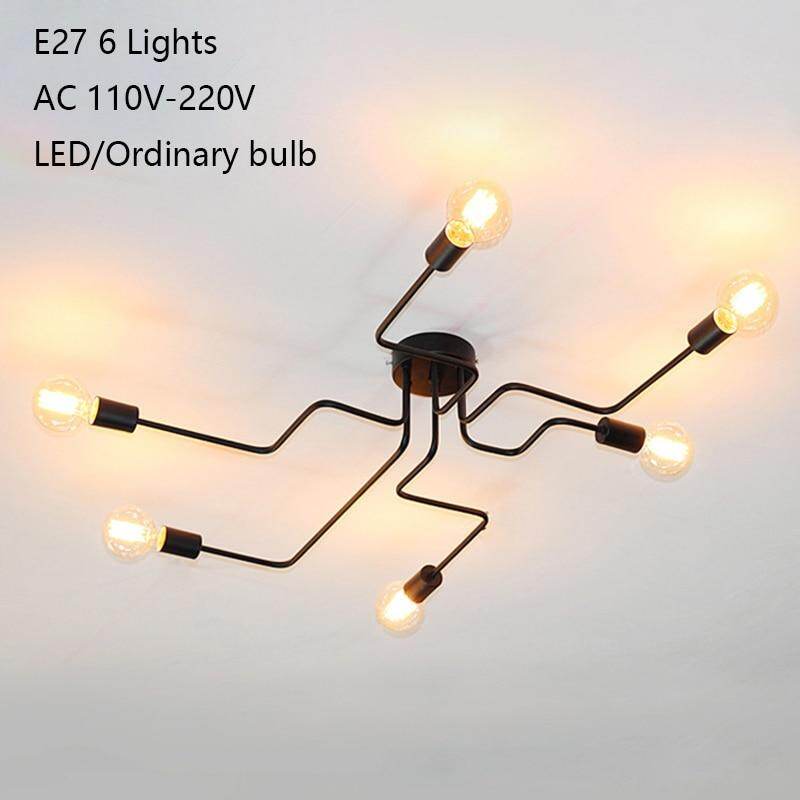 Modern Europe Creative Simple Iron Industrial Ceiling Lamp LED E27 Ceiling Light For Bedroom Living Room Kitchen Study Hotel Bar