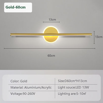 Modern LED Wall Lamp Mirror Front Light 40/60cm Simple Gold Black Indoor Lighting Fixture