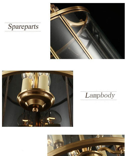American All Copper Chandelier Glass Birdcage Copper Lamp