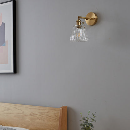 Nordic Modern Simple Light Luxury Brass Glass Wall Lamp Retro Living Room Bedroom Headboard Headlight