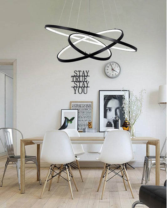 Aluminum Circle Rings Modern LED Chandelier lighting White&Black&Gold Lustre Living Kitchen Dining room nordic lamp luminarias