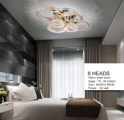 Surface K9 Crystal Modern LED Ceiling Light For Living Room Bedroom Lamp Fixture Luxury 8 Rings Dining Restaurant Plafon