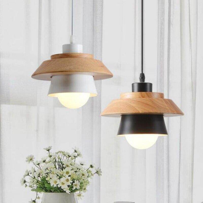 Modern Pendant Lamp Light, Natural Simple Wooden Pendant Light Lighting Fixture For Loft Cafe Bar Living Room Luminaire