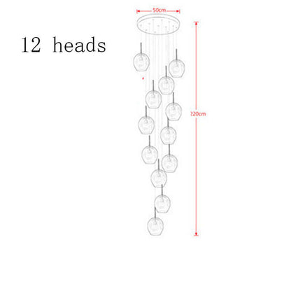 LED Duplex Staircase Chandelier Villa Hotel Revolving Living Room Modern Simple Creative Loft Small Apartment Lamp