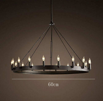 Round Wrought Iron Chandelier Living Room Bar Living Room Decorative Personality Cafe Candle Chandelier