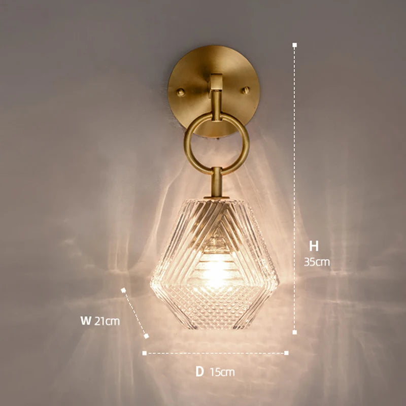 Nordic Glass Wall Lamp Beside Bedroom Bathroom Mirror Light American Style LED Wall Sconces Vintage Edison Lighting Luminaire
