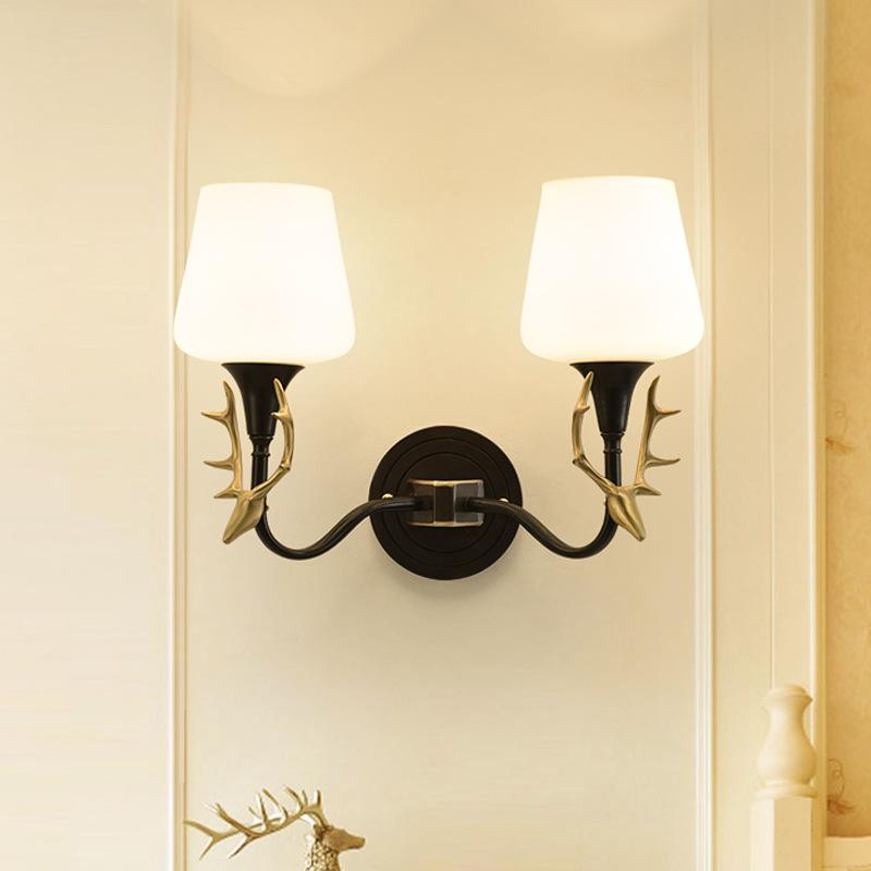 Lovely Antler Bedroom Bedside Staircase Full Copper Wall Lamp